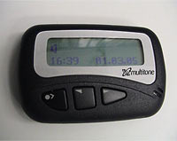 Funkrufempfänger mit alphanumerischen Display, Vibrationsalarm, nur 65 Gramm inkl. Batterie Funkrufempfänger mit alphanumerischen Display, Vibrationsalarm, nur 65 Gramm inkl. Batterie