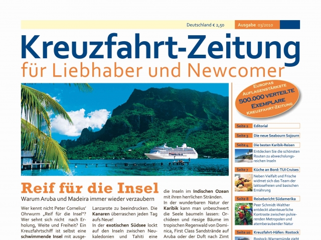 Kreuzfahrt-Zeitung erhöht Auflage auf eine halbe Million