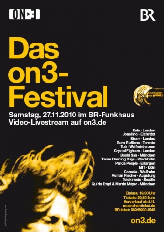 on3-Festival 2010: Kartenvorverkauf für Konzert Tickets startet am 05.11.2010 on3-Festival 2010: Kartenvorverkauf für Konzert Tickets startet am 05.11.2010