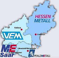 Vier Arbeitgeberverbände VEM, Pfalzmetall, HessenMetall und ME-Saar bilden M+E-Mitte Vier Arbeitgeberverbände VEM, Pfalzmetall, HessenMetall und ME-Saar bilden M+E-Mitte