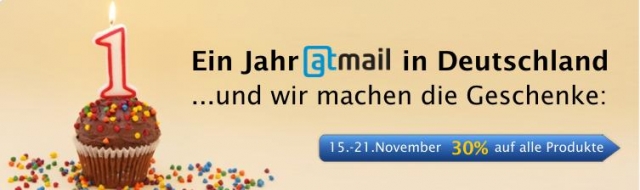 Atmail feiert sein einjähriges Jubiläum seit erfolgreicher Markteinführung in Deutschland Atmail feiert sein einjähriges Jubiläum seit erfolgreicher Markteinführung in Deutschland