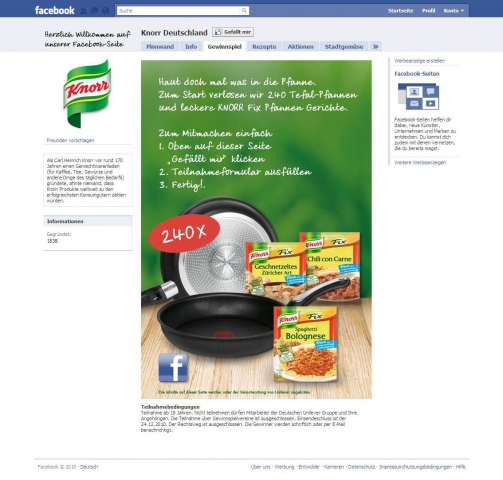 Neu auf Facebook - Knorr startet Dialog im größten sozialen Netzwerk Neu auf Facebook - Knorr startet Dialog im größten sozialen Netzwerk