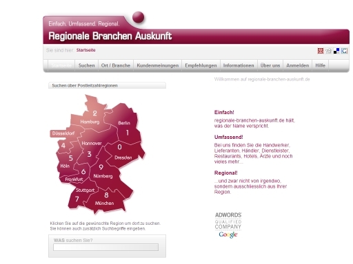 Domain, E-Mail und mehr bei der Regionalen-Branchen-Auskunft