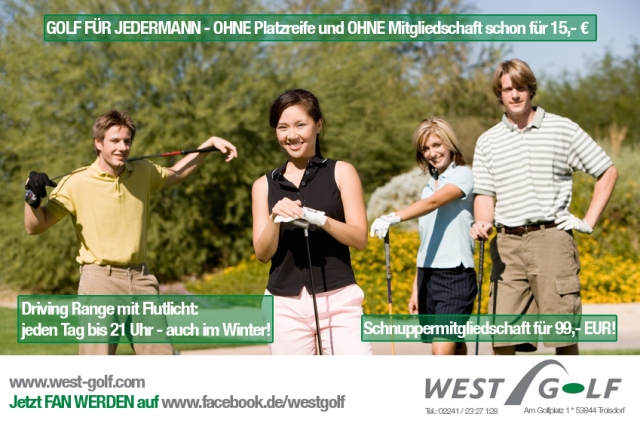 Golf spielen im Raum Köln/Bonn: auf dem preisgekrönten Platz bei West-Golf Golf spielen im Raum Köln/Bonn: auf dem preisgekrönten Platz bei West-Golf