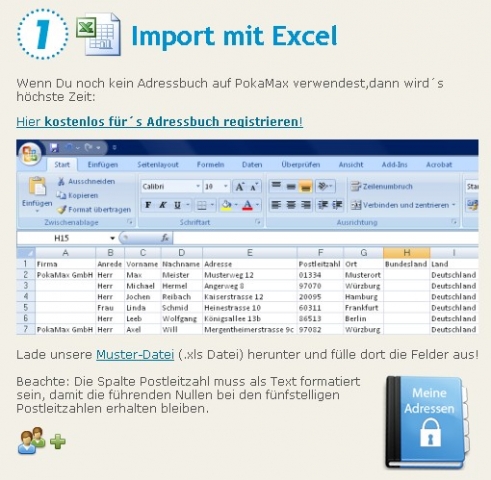 Postkartenmailing noch einfacher: Adressen importieren von Excel oder Outlook Postkartenmailing noch einfacher: Adressen importieren von Excel oder Outlook