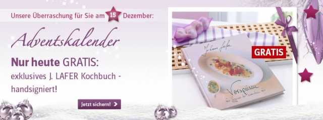 Handsigniertes Johann Lafer Kochbuch gratis im BAUR Online-Adventskalender!