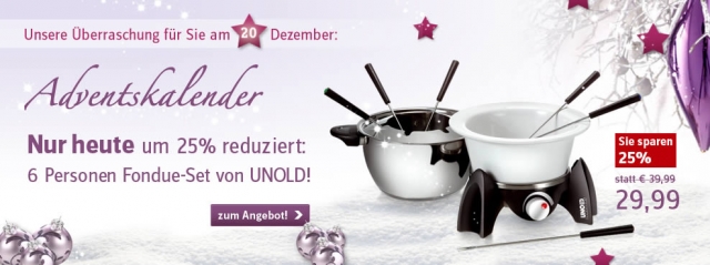 UNOLD Fondue-Set im BAUR Online-Adventskalender um 25% reduziert!