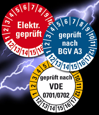 Prüfplaketten für elektrische Prüfungen 