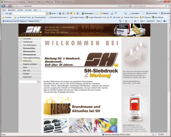 Neuer Internetauftritt von SH-Siebdruck Neuer Internetauftritt von SH-Siebdruck