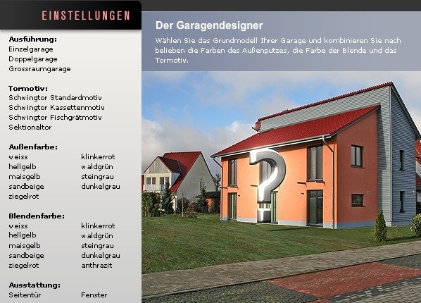 Fertiggaragen von Exklusiv-Garagen: Der Garagendesigner als haptische Verkaufshilfe