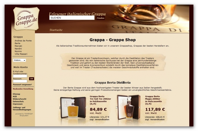 Neues Portal für original Grappa aus Italien ist online Neues Portal für original Grappa aus Italien ist online