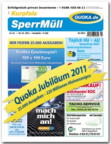 Quoka feiert großes Ausgaben-Jubiläum Quoka feiert großes Ausgaben-Jubiläum