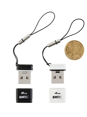 USB-Stick S100 von EMTEC: Klein wie eine 10-Cent-Münze