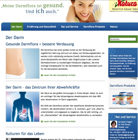 Neue Info-Seite rund um die gesunde Darmflora online