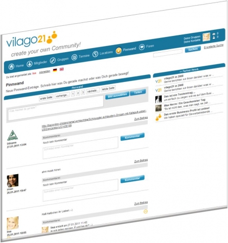 vilago21.com - die eigene Community jetzt auch mit interaktiver Pinnwand vilago21.com - die eigene Community jetzt auch mit interaktiver Pinnwand