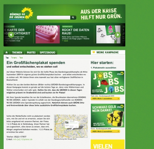 Aktion von 1-2-3-Plakat und den Grünen Aktion von 1-2-3-Plakat und den Grünen