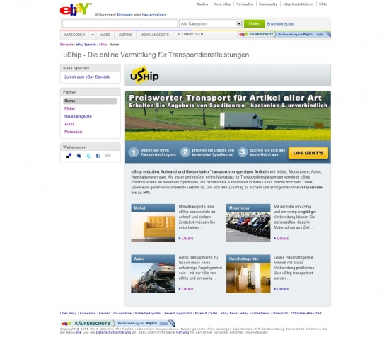 eBay launcht neue Transport- Microsite eBay launcht neue Transport- Microsite