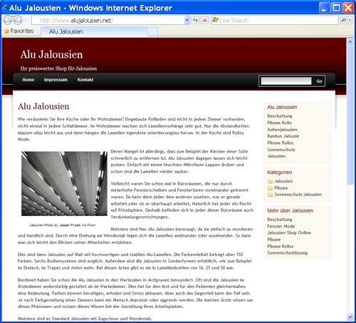 Neue Webseite Alu Jalousien wurde eröffnet Neue Webseite Alu Jalousien wurde eröffnet