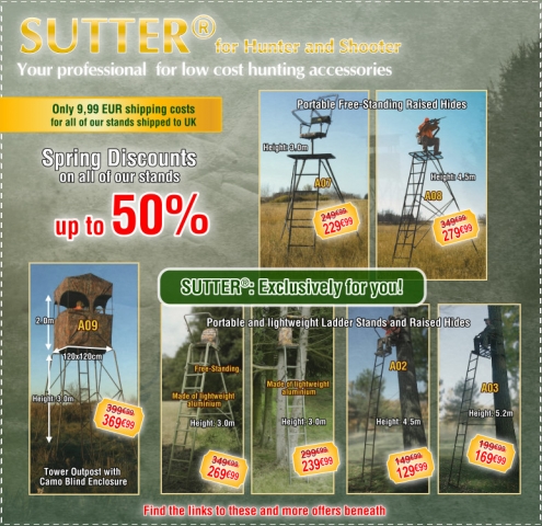 SUTTER®: Spring Discounts on all of its stands - Reduced up to 50%! SUTTER®: Spring Discounts on all of its stands - Reduced up to 50%!