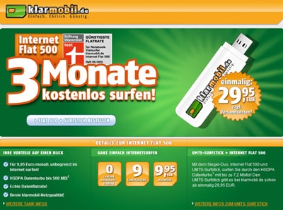 Klarmobil UMTS Flatrate 3 Monate gratis nutzen Klarmobil UMTS Flatrate 3 Monate gratis nutzen