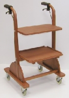 Haus-Rollator mit einem Tablett, Holzfarbton: Nussbaum Haus-Rollator mit einem Tablett, Holzfarbton: Nussbaum
