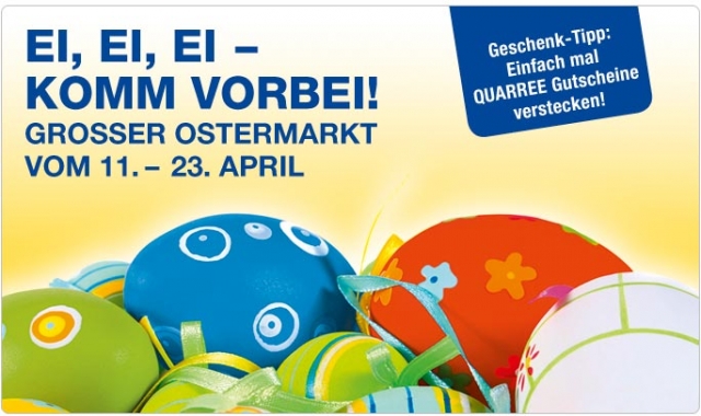Großer Ostermarkt im Einkaufszentrum QUARREE Wandsbek und Ostergewinnspiel mit Kinofreikarten für Fa