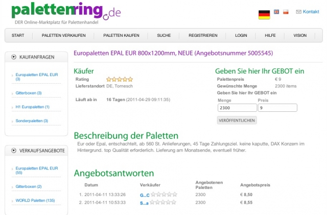 palettenring.de bietet Palettenlogistik aus einer Hand