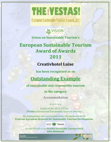 Creativhotel Luise mit europäischem Award für nachhaltigen Tourismus ausgezeichnet Creativhotel Luise mit europäischem Award für nachhaltigen Tourismus ausgezeichnet