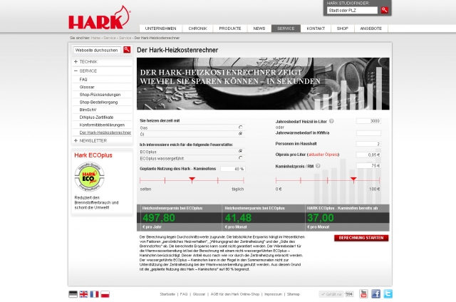 Heizkosten Senkung - Der Heizkostenrechner von Hark