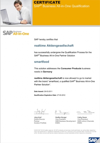smartfood als SAP-Partner-Lösung ausgezeichnet