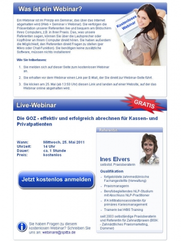 Kostenloses Live-Webinar für Zahnärzte und das Praxisteam Kostenloses Live-Webinar für Zahnärzte und das Praxisteam