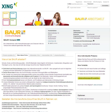 Baur startet Unternehmensprofil bei Xing
