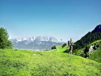 Wandererin vor dem Wilden Kaiser