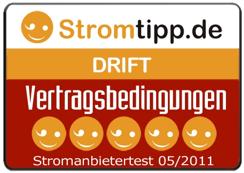DRIFT erhält fünf von fünf Smileys für Service und Vertragsbedingungen DRIFT erhält fünf von fünf Smileys für Service und Vertragsbedingungen