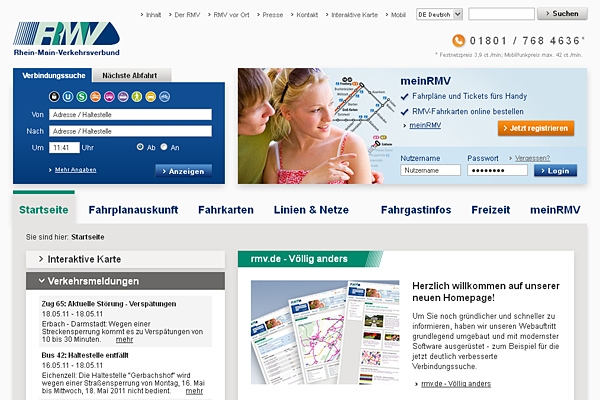 Eine gute Verbindung: Neues Internetportal des RMV entwickelten triplesense und Aperto