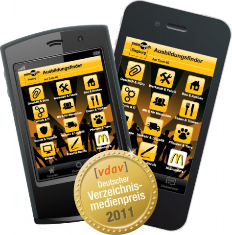 Goldener VDAV-Medienpreis 2011 für den mobilen Ausbildungsfinder von meinestadt.de