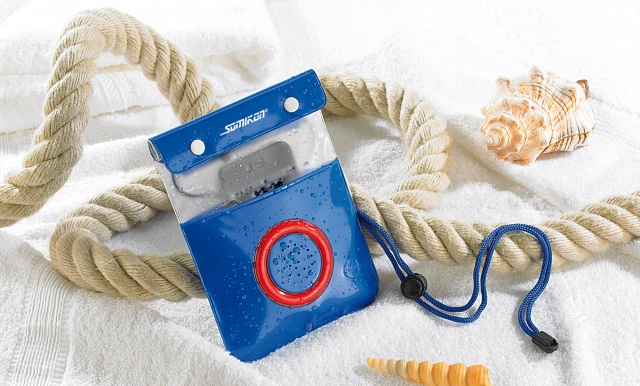 SOMIKON Wasser- und wetterfeste MP3-Player-Tasche mit Lautsprecher