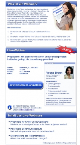 Kostenloses Live-Webinar für das zahnmedizinische Praxisteam Kostenloses Live-Webinar für das zahnmedizinische Praxisteam