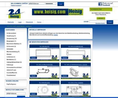 Onlineshop Heisig 24 - Anfragen und Aufträge Metall Onlineshop Heisig 24 - Anfragen und Aufträge Metall