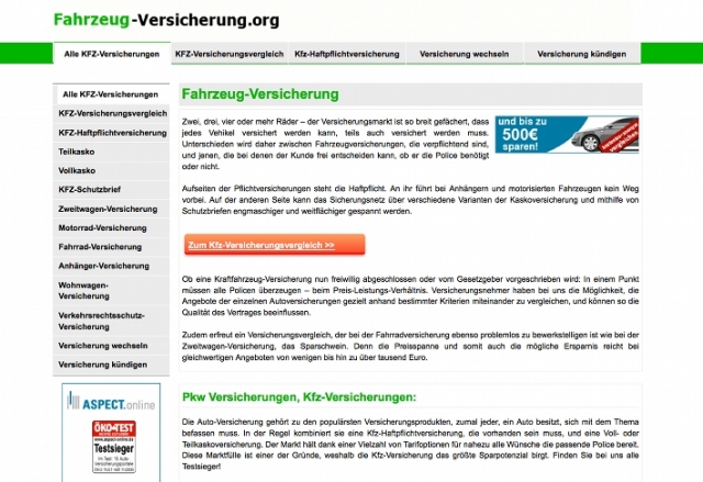 Neues Kfz-Versicherungsportal online: Bis zu 500 Euro Prämien pro Jahr sparen Neues Kfz-Versicherungsportal online: Bis zu 500 Euro Prämien pro Jahr sparen