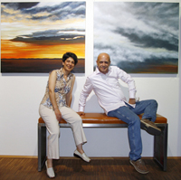 Sorour Konusch und Martin Thomas während der Vernissage in der GALERIE GERSTAECKER in Dresden. Sorour Konusch und Martin Thomas während der Vernissage in der GALERIE GERSTAECKER in Dresden.