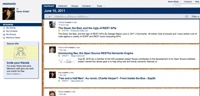 Online-Notizbuch Memonic goes Social Online-Notizbuch Memonic goes Social