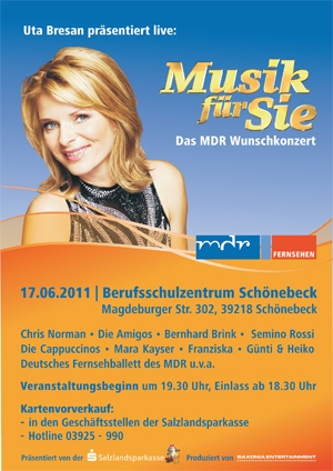 Uta Bresan präsentiert - Musik für Sie - Das MDR Wunschkonzert live aus Schönebeck Uta Bresan präsentiert - Musik für Sie - Das MDR Wunschkonzert live aus Schönebeck