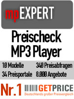 Testsieger: günstigstes Preisportal für MP3 Player ist Getprice.de