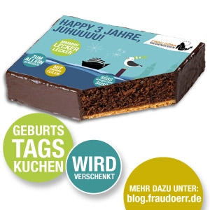 Frau Dörr Mediendesign feiert 3. Geburtstag und verschenkt ihren Geburtstagskuchen