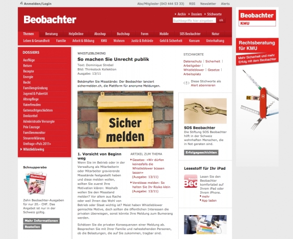 Beobachter startet Schweizer Wikileaks