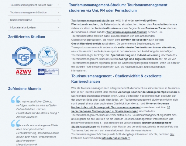 Augen auf bei der Studienwahl: Info-Portal www.tourismusmanagement.org weist den Weg zu Traumberufe Augen auf bei der Studienwahl: Info-Portal www.tourismusmanagement.org weist den Weg zu Traumberufe