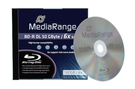 MediaRange BD-R DL 50 GByte - neue Blu-ray-Medien mit 50 Gigabyte Kapazität und hoher 6x-Schreibgesc