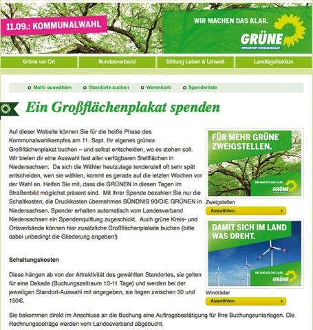 Aktion von 1-2-3-Plakat und den Grünen: