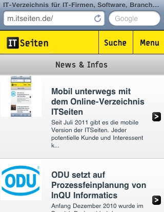 Mobil unterwegs mit dem Online-Verzeichnis ITSeiten Mobil unterwegs mit dem Online-Verzeichnis ITSeiten